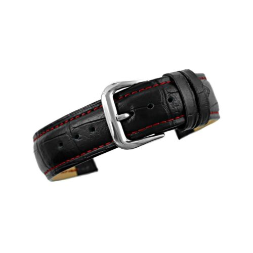 Pasek do zegarka - Skóra 20 mm 20K1 Czarno-Czerwony