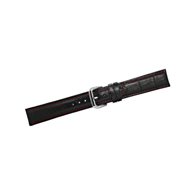 Pasek do zegarka - Skóra 20 mm 20K1 Czarno-Czerwony