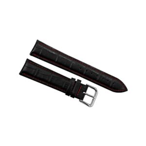 Pasek do zegarka - Skóra 20 mm 20K1 Czarno-Czerwony