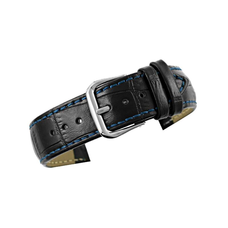 Pasek do zegarka - Skóra 20 mm 20K11 Czarno-Niebieski