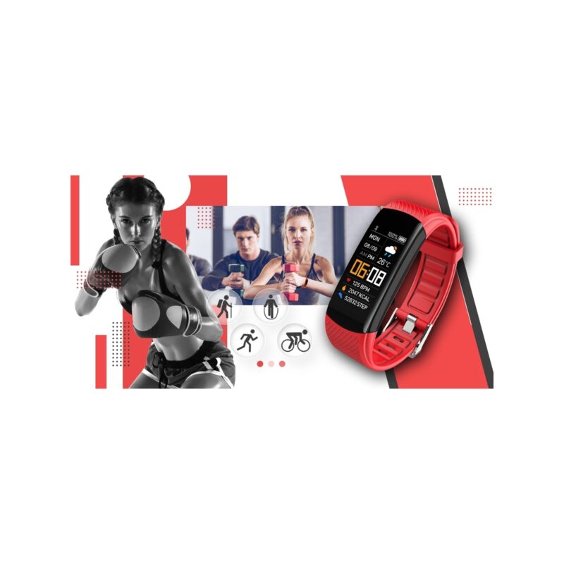 Smartwatch GIEWONT Czarno Czerwony 2 Paski GW200-1