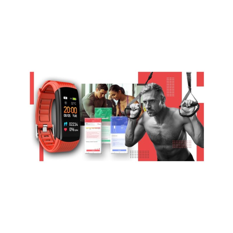 Smartwatch GIEWONT Czarno Czerwony 2 Paski GW200-1