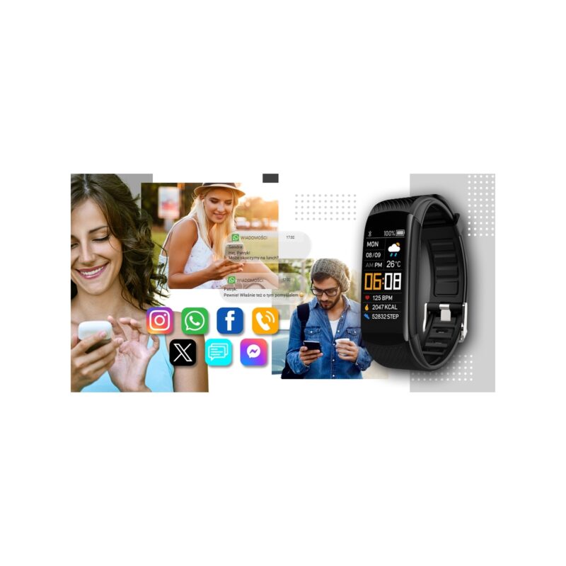 Smartwatch GIEWONT Czarno Biały 2 Paski GW200-2