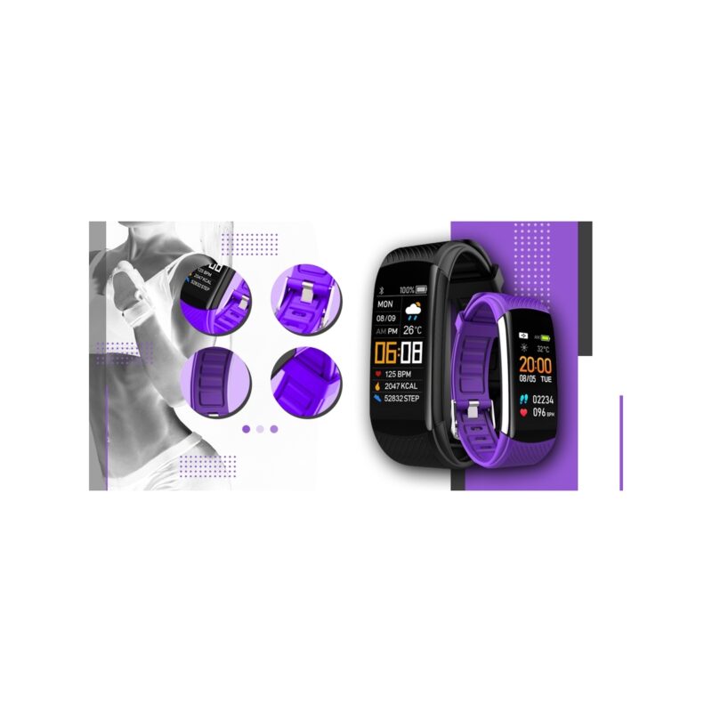 Smartwatch GIEWONT Czarno Fioletowy 2 Paski GW200-3