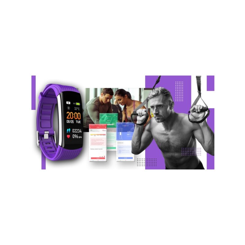 Smartwatch GIEWONT Czarno Fioletowy 2 Paski GW200-3