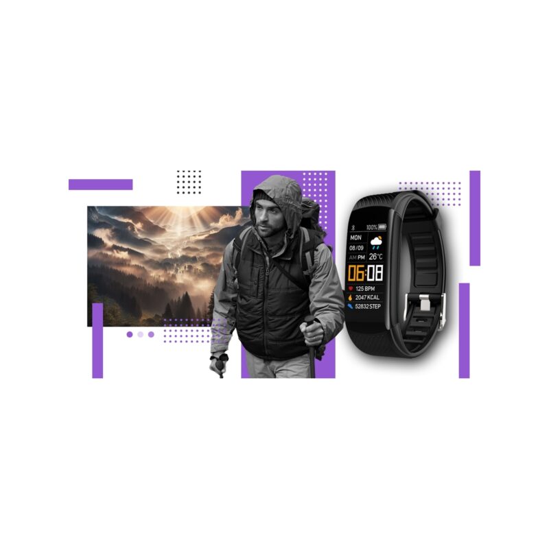 Smartwatch GIEWONT Czarno Fioletowy 2 Paski GW200-3