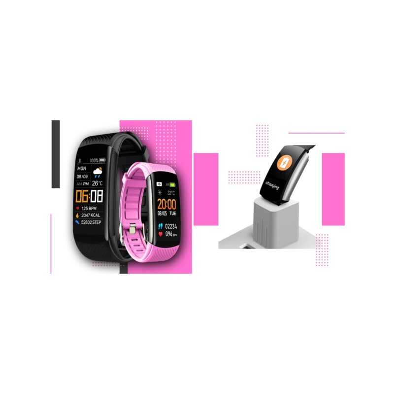 Smartwatch GIEWONT Czarno Różowy 2 Paski GW200-4