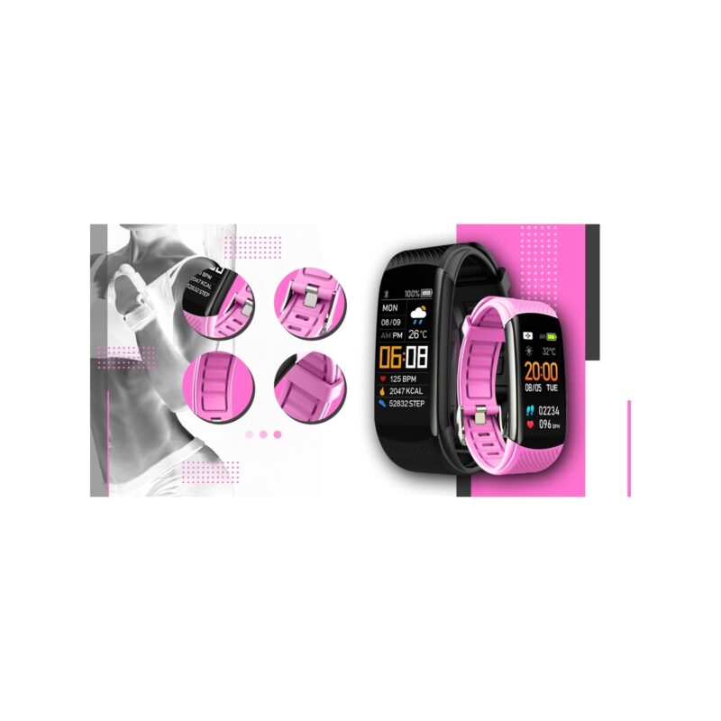 Smartwatch GIEWONT Czarno Różowy 2 Paski GW200-4