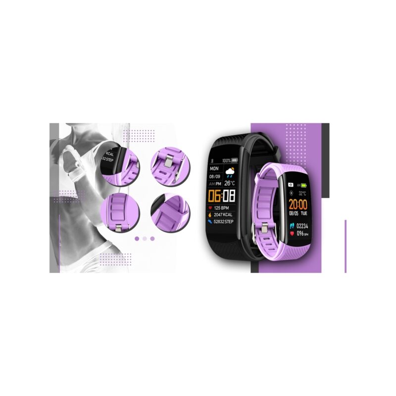 Smartwatch GIEWONT Czarno Jasnofioletowy 2 Paski GW200-8