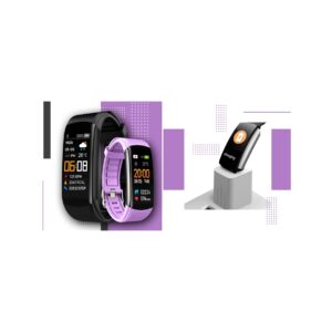 Smartwatch GIEWONT Czarno Jasnofioletowy 2 Paski GW200-8