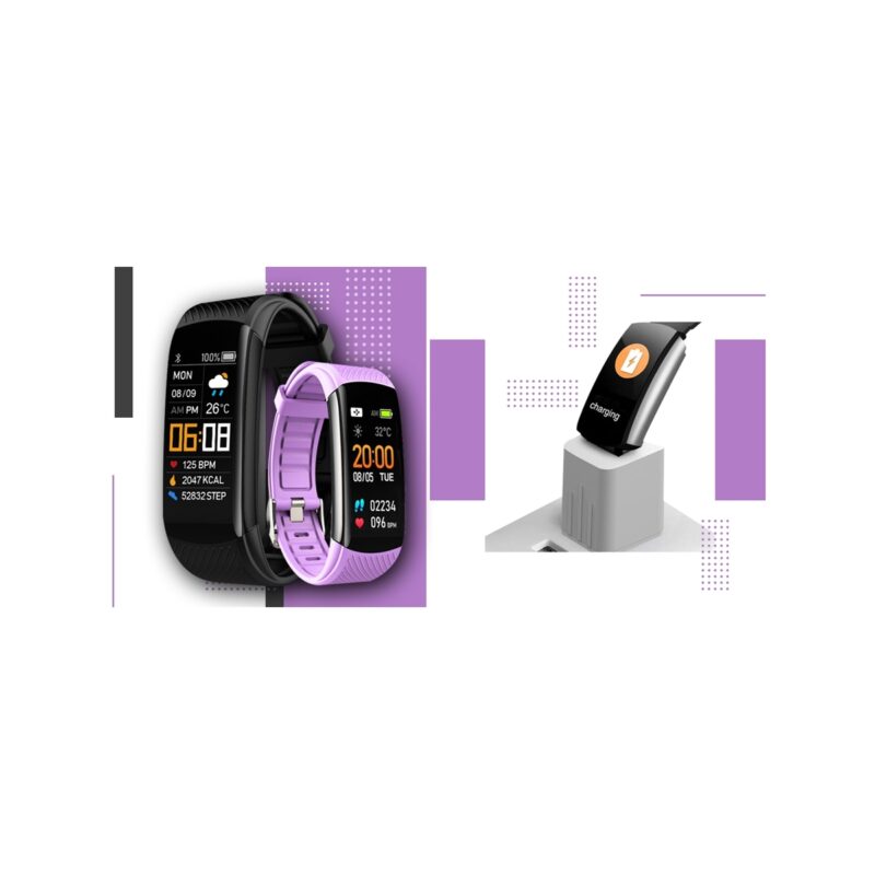 Smartwatch GIEWONT Czarno Jasnofioletowy 2 Paski GW200-8