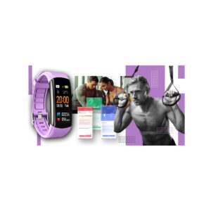 Smartwatch GIEWONT Czarno Jasnofioletowy 2 Paski GW200-8