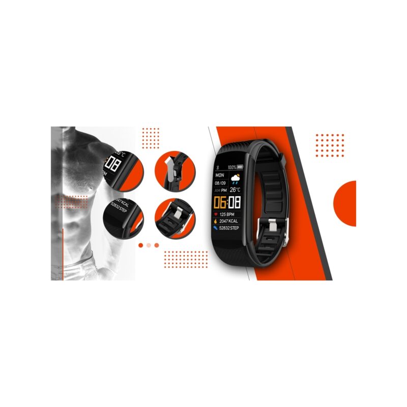 51_85_76_max Smartwatch GIEWONT Czarno Pomarańczowy 2 Paski GW200-9