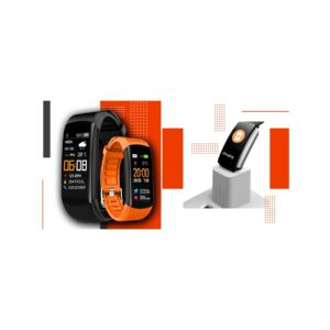 51_85_78_max Smartwatch GIEWONT Czarno Pomarańczowy 2 Paski GW200-9