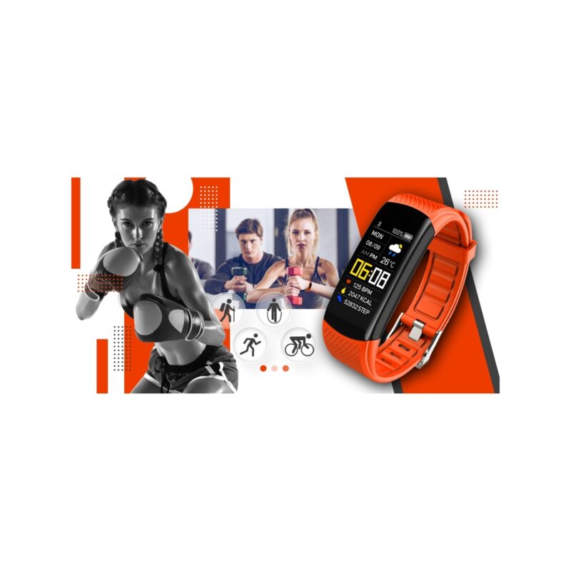 51_85_79_max Smartwatch GIEWONT Czarno Pomarańczowy 2 Paski GW200-9