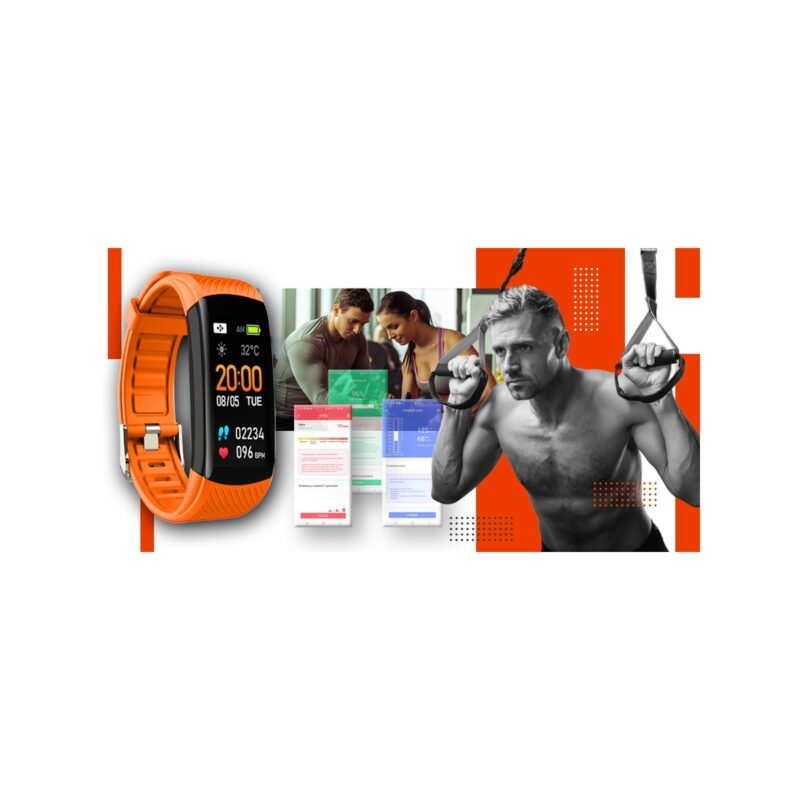 51_85_80_max Smartwatch GIEWONT Czarno Pomarańczowy 2 Paski GW200-9