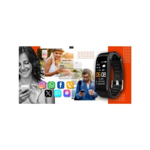 51_85_83_max Smartwatch GIEWONT Czarno Pomarańczowy 2 Paski GW200-9