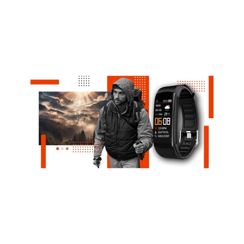 51_85_85_max Smartwatch GIEWONT Czarno Pomarańczowy 2 Paski GW200-9