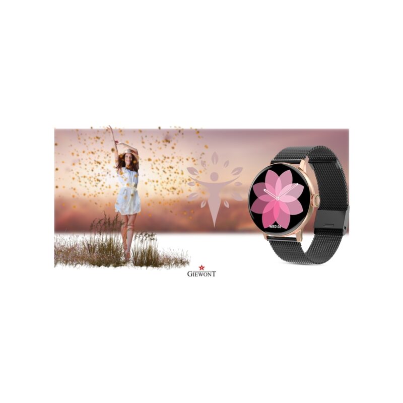 Smartwatch Damski GIEWONT Różowe Złoto Czarny GW330-4