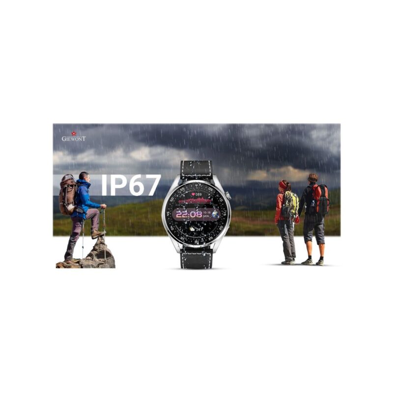Smartwatch GIEWONT Vertex SmartCall GW450-5 Silver/Carbon Leather