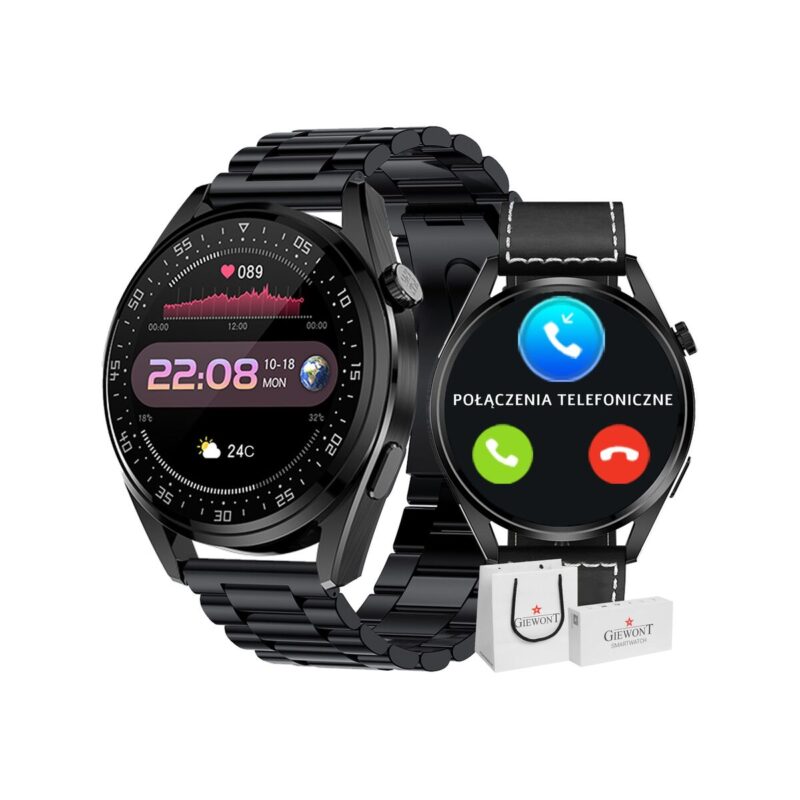 Smartwatch GIEWONT Vertex SmartCall GW450-2 Carbon/Carbon Leather
