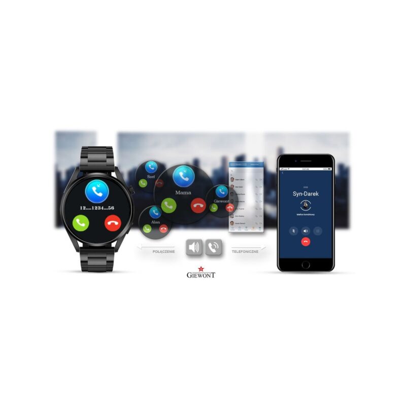 Smartwatch GIEWONT Vertex SmartCall GW450-2 Carbon/Carbon Leather