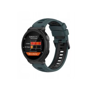 Pasek silikonowy do Garmin G02 - ciemnozielono-czarny