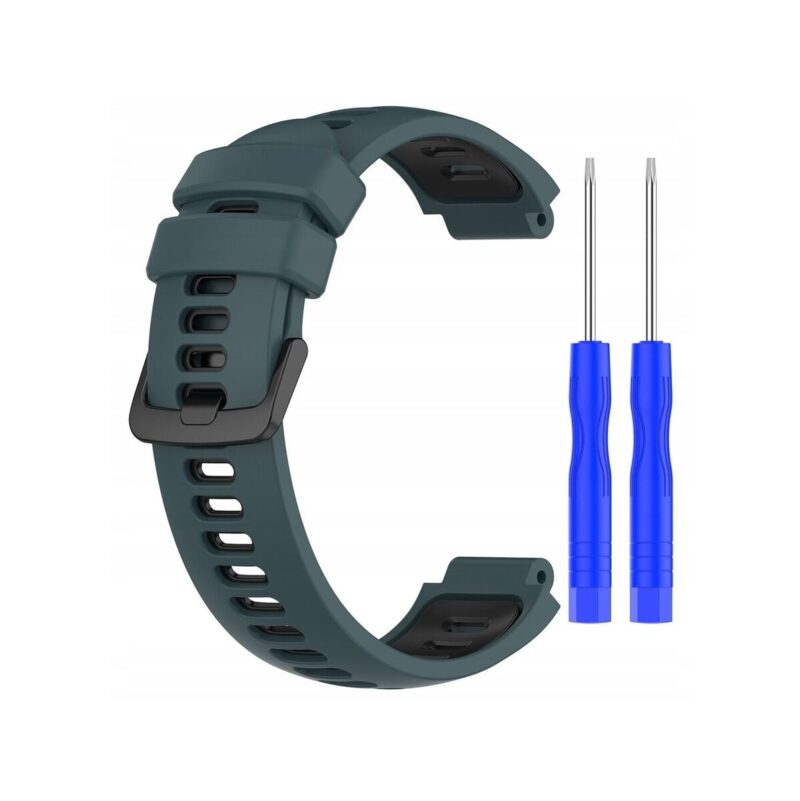 Pasek silikonowy do Garmin G02 - ciemnozielono-czarny