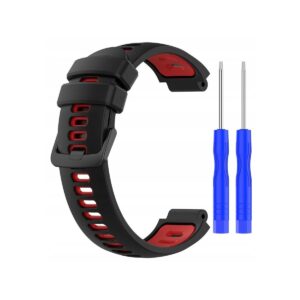Pasek silikonowy do Garmin G02 - czarno-czerwony