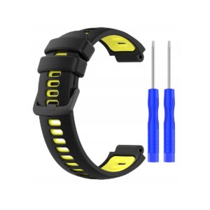 Pasek silikonowy do Garmin G02 - czarno-żółty