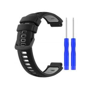 Pasek silikonowy do Garmin G02 - czarno-szary