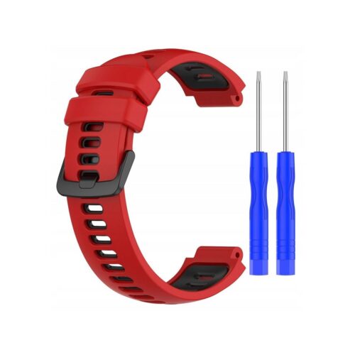 Pasek silikonowy do Garmin G02 - czerwono-czarny