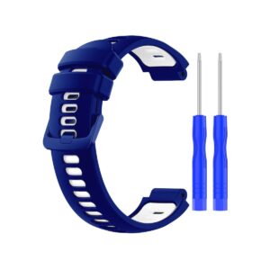 Pasek silikonowy do Garmin G02 - granatowo-biały