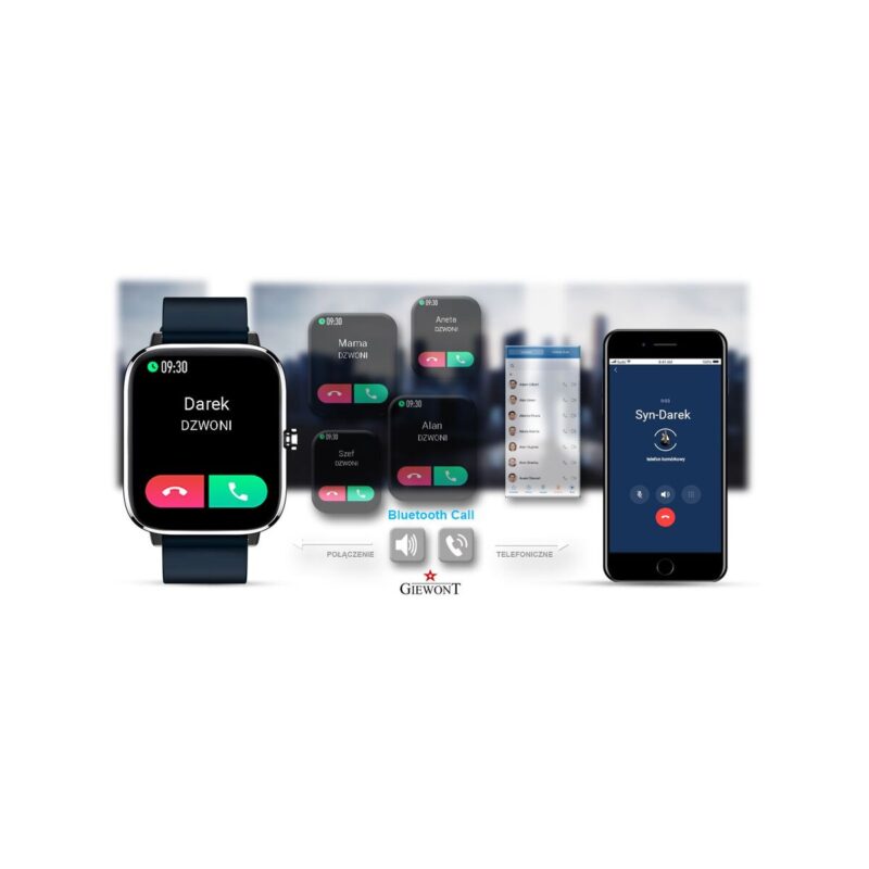 Smartwatch GIEWONT Dynamic SmartCall GW230-4 - Silver/Deep Ocean