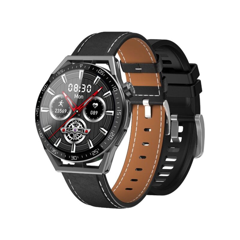 66_35_59_max Smartwatch Rubicon RNCE88-1 Czarny- Czarny Pasek Silikonowy + Czarny Pasek Skórzany