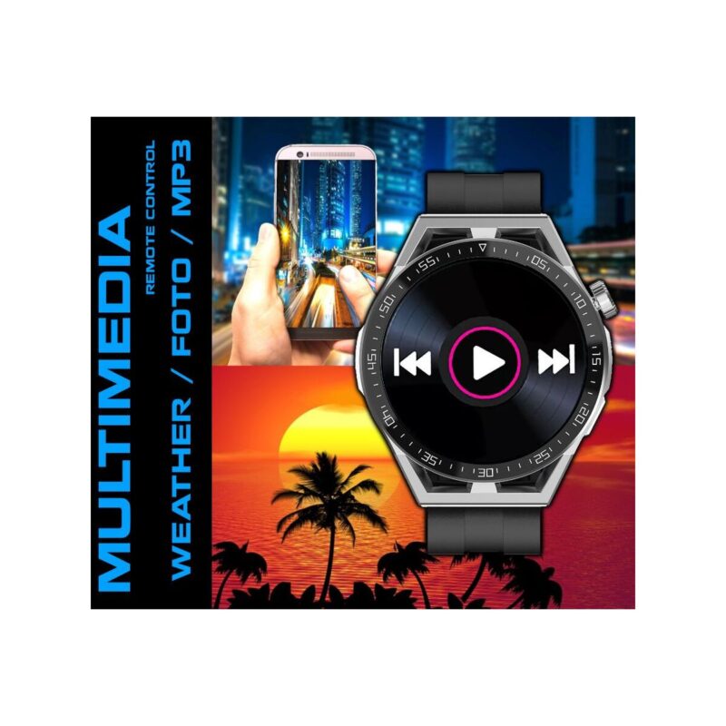 Smartwatch  Rubicon RNCE88-2 Czarny- Czarny Pasek Silikonowy + Czarna Bransoleta