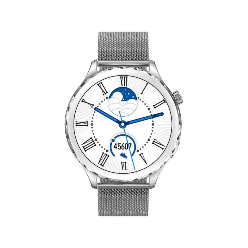 66_53_42_max Smartwatch Damski Rubicon RNCF02-1 Srebrno-Srebrny + Czarny Silikonowy Pasek