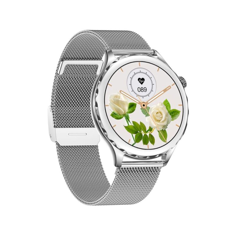 66_53_44_max Smartwatch Damski Rubicon RNCF02-1 Srebrno-Srebrny + Czarny Silikonowy Pasek