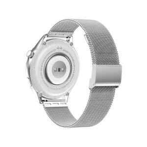 66_53_45_max Smartwatch Damski Rubicon RNCF02-1 Srebrno-Srebrny + Czarny Silikonowy Pasek