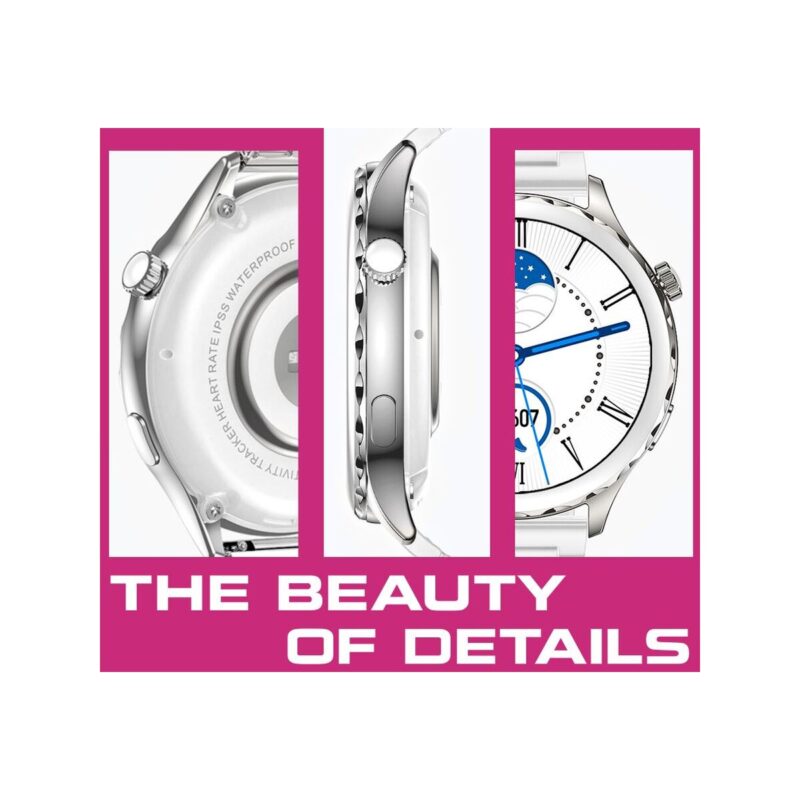 66_53_47_max Smartwatch Damski Rubicon RNCF02-1 Srebrno-Srebrny + Czarny Silikonowy Pasek