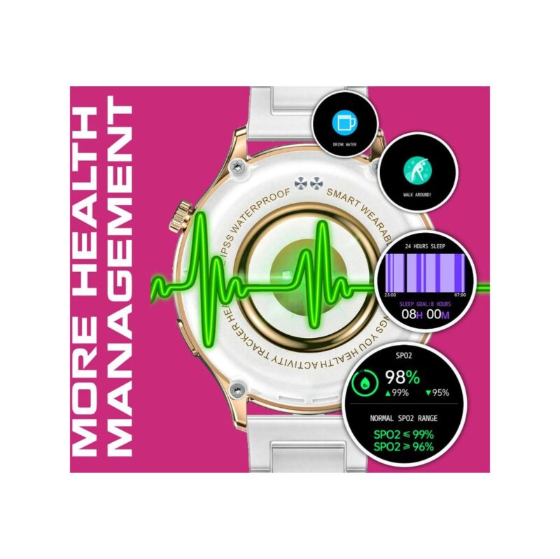 66_53_52_max Smartwatch Damski Rubicon RNCF02-1 Srebrno-Srebrny + Czarny Silikonowy Pasek