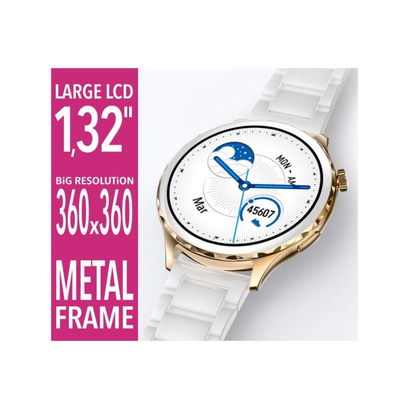 Smartwatch Damski Rubicon RNCF02-2 Złoty + Pasek Różowy