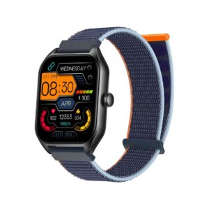 Smartwatch Rubicon RNCF03-1 Czarny+ Niebiesko-Pomarańczowy Pasek Parciany