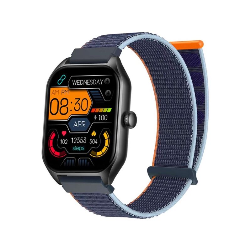 Smartwatch Rubicon RNCF03-1 Czarny+ Niebiesko-Pomarańczowy Pasek Parciany