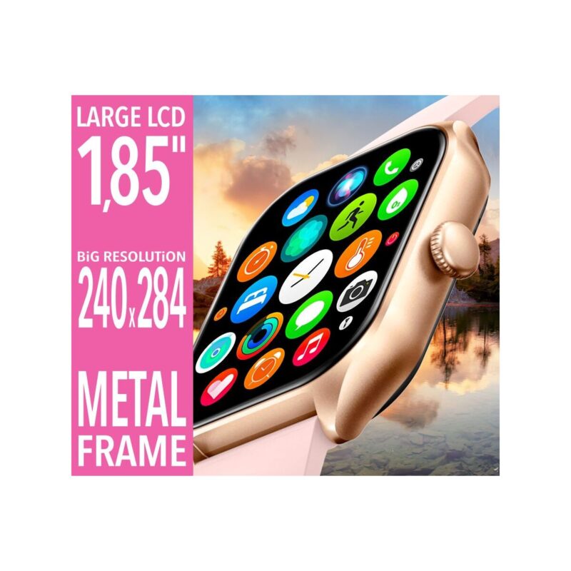 Smartwatch Rubicon RNCF03-1 Czarny+ Niebiesko-Pomarańczowy Pasek Parciany