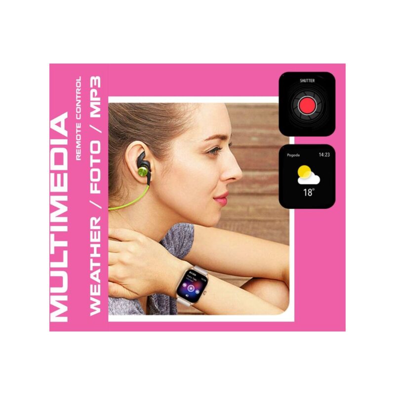 Smartwatch Rubicon RNCF03-1 Czarny+ Niebiesko-Pomarańczowy Pasek Parciany