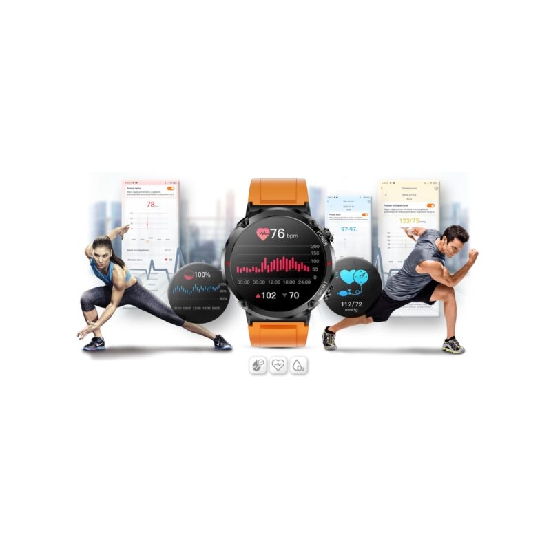 Smartwatch Gravity GT21-2 + Pomarańczowy Pasek Silikonowy