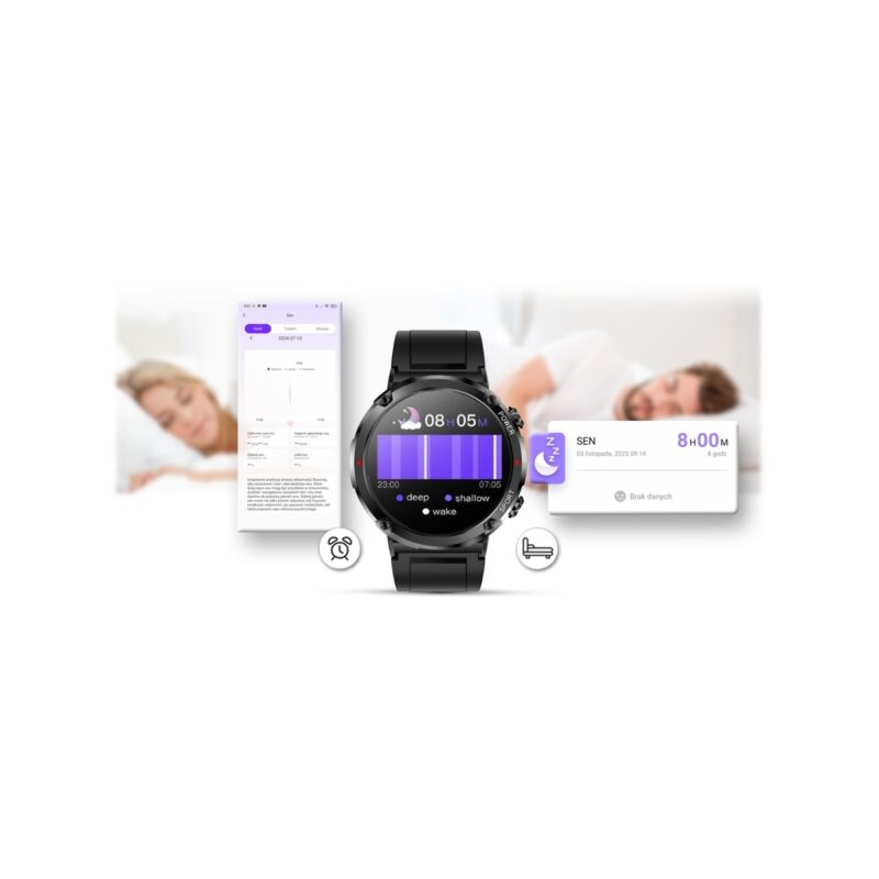 Smartwatch Gravity GT21-2 + Pomarańczowy Pasek Silikonowy