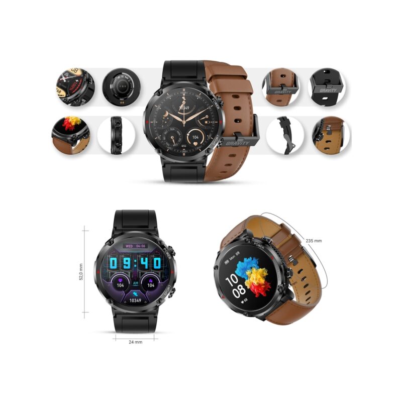Smartwatch Gravity GT21-4 + Czarny Pasek Silikonowy