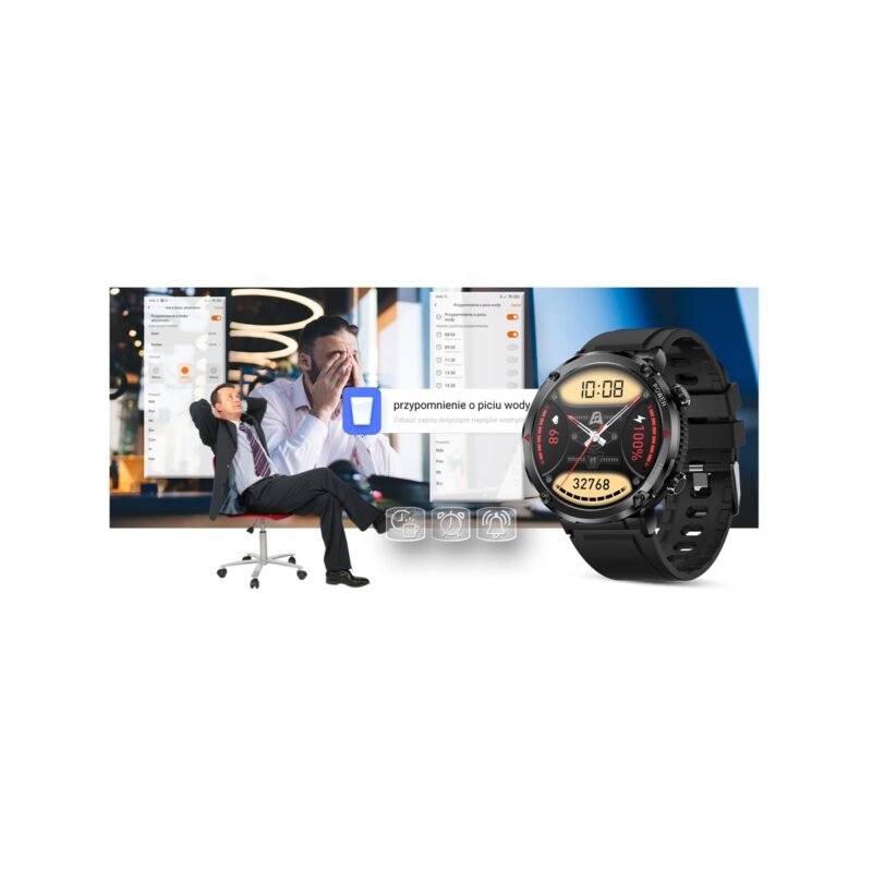 Smartwatch Gravity GT21-6 + Czerwony Pasek Silikonowy